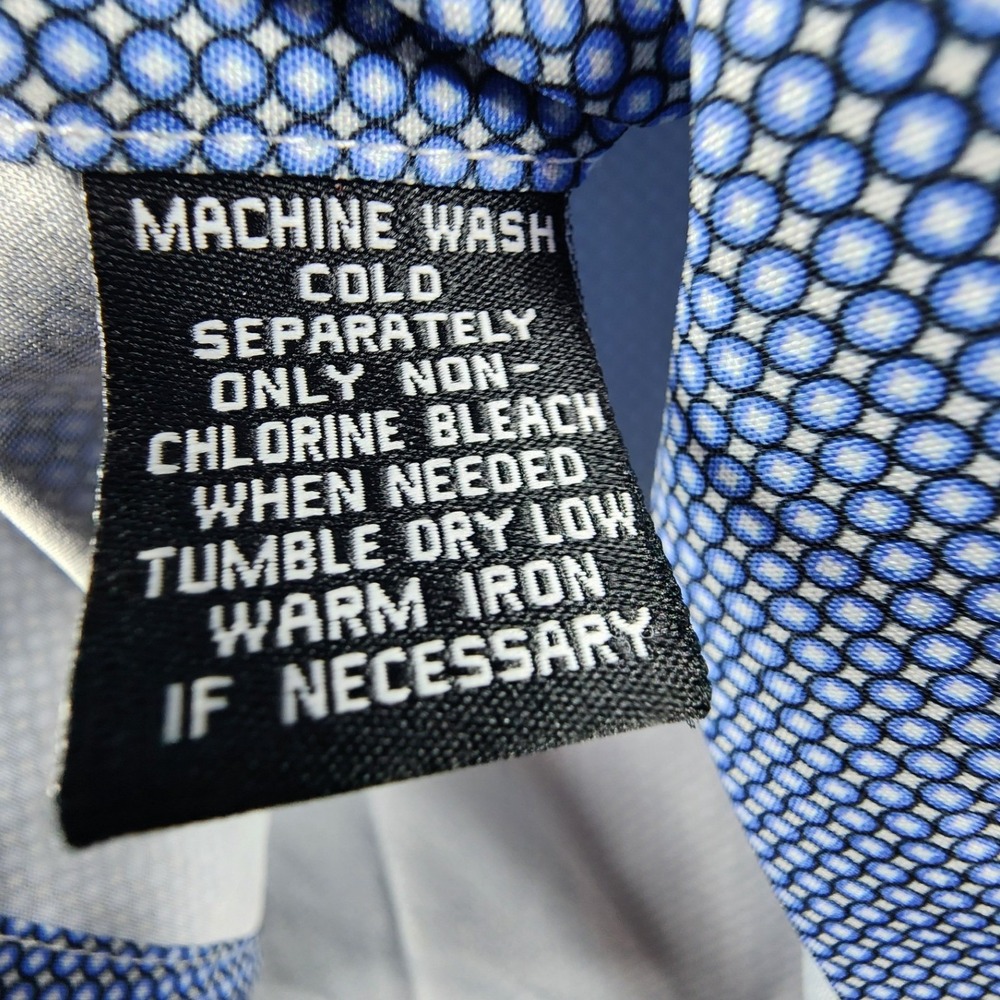 Jones New York Signature Slim Fit Dress Shirt Mens XL 17-17.5 Blue Micro Print - Picture 4 of 7